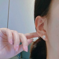 Japan akoya akoya akoya Pearl Earrings Style 18k Gold Earrings Round Small Bulb Mirror Light Simple 