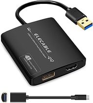 USB3.0 to HDMI+DisplayPort Adapter - HDMI 4K+DP 5K@60Hz Ultra HD - Built-in DisplayLink DL6950 Chip 