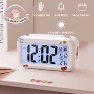 Multi-function LCD Screen Desktop Electronic Alarm Clock Time Alarm Calendar Temperature 13.8x7.6x4.