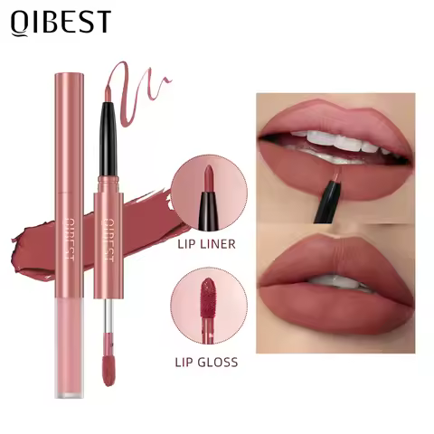 2 In 1 Double-end Lipgloss Lipliner Moisturizing Lipgloss Waterproof Long Lasting Matte Lip Liner Pe