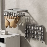 雜乜鋪 - 可折疊晾衣架不銹鋼洗衣晾衣架帶 26 個夾子，用於懸掛內衣、毛巾、嬰兒衣服、內衣、文胸、帽子、圍巾、手套、尿布的襪子烘乾機衣架