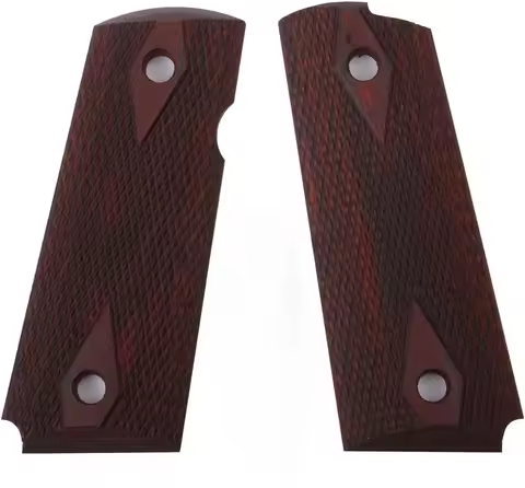 1911 Non-slip Rosewood Grip Officer/Kimber Ultra Carry Diamond Cut Ambi Safety Cut Knife handle mate