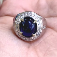 BAYAR DI TEMPAT Cincin Alpaka Batu Akik Blue Safir Sapphire Afrika Top Kristal