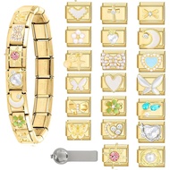 Italian Charm Bracelet Set 1 Piece Starter Brascelet 9 Piece Jewelry 9mm Italian Modular Charm Brace