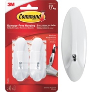 3M Command Medium Wire Hooks (Holds Up To 1.3kg) (2pcs/pck) Wall Adhesive - XA004193430