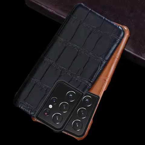 Genuine Crocodile Leather Phone Case For Samsung Galaxy S26 S25 S24 Ultra S23 S22 Plus S26Ultra A57 