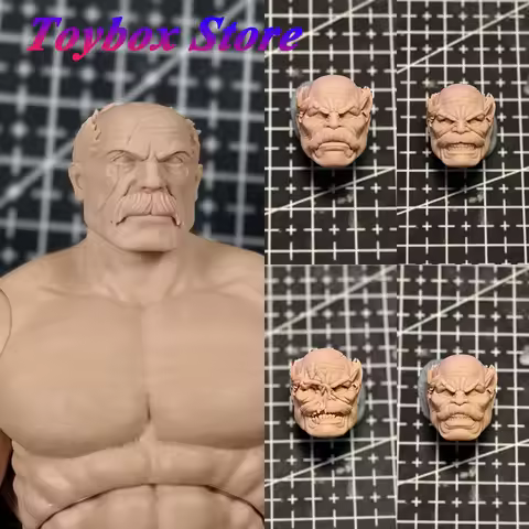 1/12 Invincible Omini-man Series Beared Conquest Male Soldier Unpainted Head Sculpt White Model Toys