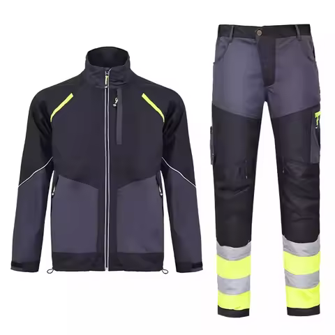 Safety Working Suit for Man Mechanic Workshop Uniforms Hi Viz Vis Tear Resistant Work Jacket and Ref