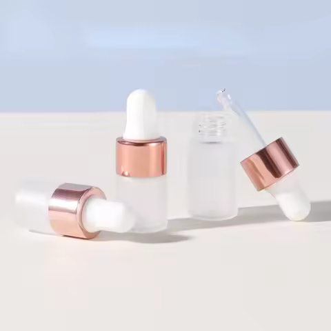 1ml 2ml 3ml Empty Portable Rose Gold Glass Frosted Dropper Bottle Cap Travel Essential Oil Perfume B