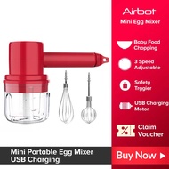 Airbot Kitchen Hand Mixer KHM100 Red Portable USB Charging 3 Speed Blender Baby Food Processor Whisk