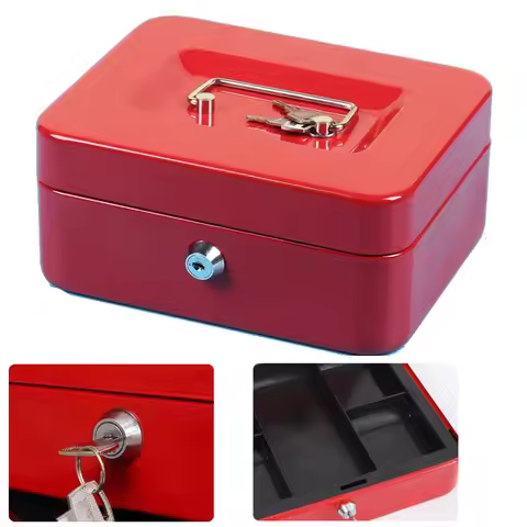 6" Inch Mini Metal Piggy Bank Key Lock/Password Petty Coin Cash Money Box Pot Lockable Cash Box Depo
