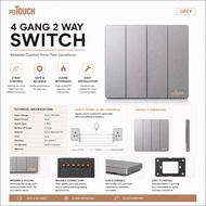 RETOUCH ULTRA RIMLESS SERIES 4 GANG 2 WAY SWITCH GREY
