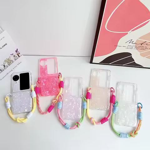 Korean Luxury Shell Pattern Colorful Portable Rope Case for OPPO Find N2 FLIP Findn2 Flip Find N3 Fl