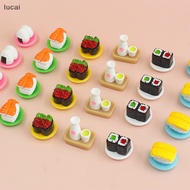 lucai  2Pcs 1:12 Dollhouse Miniature Salmon/Caviar Sushi Rice Balls Liquor Kitchen Food Model Decor Toy Doll House Accessories lucai