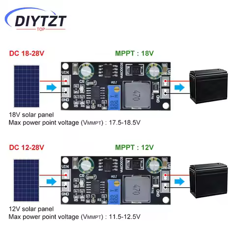 DIYTZT MPPT 1A 3.2V 3.7V 3.8V 7.4V 11.1V 14.8V Lithium Battery Charger Module for 9V 12V 18V Solar P