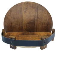 [qua]-Handcrafted Liquor Bottle Display Wall Mounted Whiskey Shelf Vintage Round Wine Rack Whisky Di