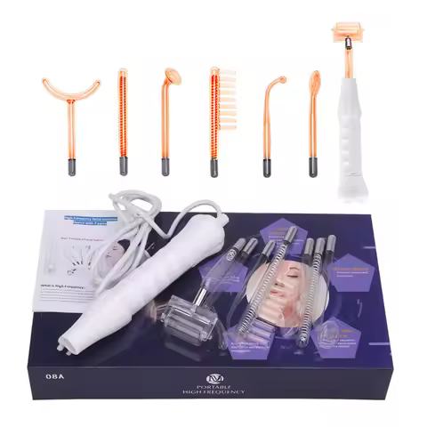 7in1 High Frequency Electrode Wand Glass Tube Home Spa Beauty Device Facial Therapy Wand