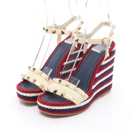 Valentino Garavani 鉚釘涼鞋 皮革 織物 海軍藍 白色 紅色 #35 女款