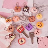 2023 ins POP Cute Cartoon Silicone Rabbit Bear Dog Cat Animals Shape Key Cap Covers Topper Keyring Key Rings Car House Key Case Key Control Dust Cap