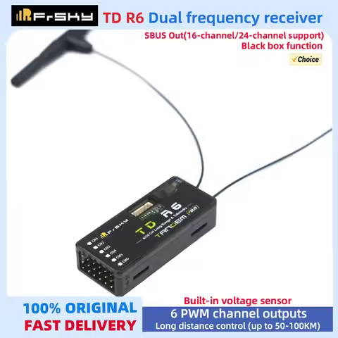 FrSky TD R6 Receiver 2.4G 900M Tandem Dual-Band Receiver with 6 Channel Compatible with Tandem remot