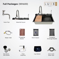 LUXE Stainless Steel Anti Scratch Honeycomb Kitchen Sink Waterfall Sink SUS304 Sinki Dapur (Nano Technology) 水槽 -[BLACK]