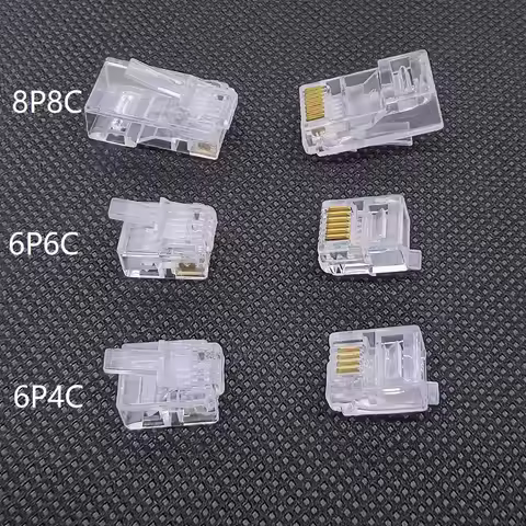 10PCS/LOT Gold-plated RJ12 6P6C 6P4C Plugs RJ45 8P8C Engineering CNC Telephone/Internet Crystal Head