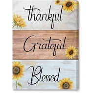 Thankful Grateful Blessed Canvas Wall Artmodern Rustic Thanksgiving Quotes Wall Art Canvas Framed Pa