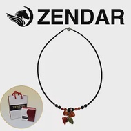 【ZENDAR】頂級天然MOMO珊瑚玫瑰花黑瑪瑙碧玉黑膠項鍊(16379)