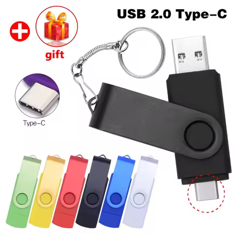 Rotable Usb Flash Drive 128GB 32GB 16GB Pen Drive 256GB Pendrive 64GB 4G OTG 2 IN 1 Memoria Usb Stic