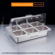 ชามสแตนเลสหนาป้องกันฝุ่น ทรงสี่เหลี่ยม สำหรับจัดแสดงอาหาร ชามสแตนเลส 304 สำหรับจัดงานปาร์ตี้ ชามสตีล