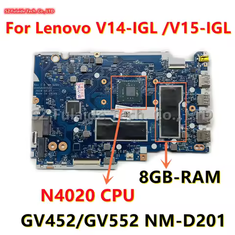 GV452/GV552 NM-D201 For Lenovo V15-IGL V14-IGL Laptop Motherboard With N4020 CPU 8GB-RAM Fru: 5B20S4