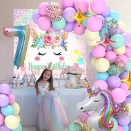 Unicorn Theme Balloon Garland Set Unicorn girl Happy Birthday  Baby Gift   Set