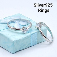 Original 925 silver with white gold plated stone ladies rings cincin perak 925 untuk perempuan