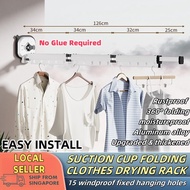 Suction Cup Folding Clothes Rack Balcony Clothes Drying Rack Clothes Drying Rod