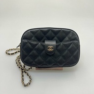 CHANEL 24S 相機包 MINI 黑金牛皮 AP3998/晶片款