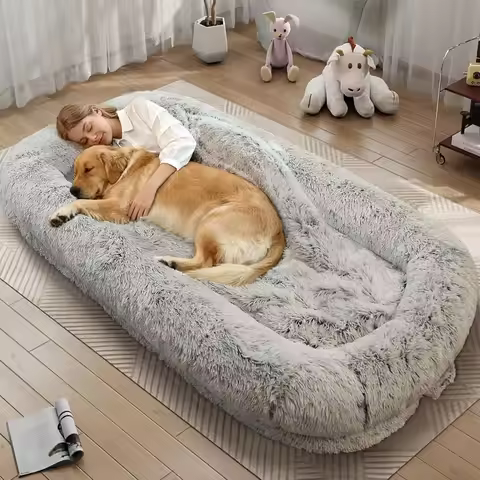 Human Dog Bed for Adults, 46 x 10 x 76 Long Human Size Dog Bed, Removable Cover, Orthopedic Design, 