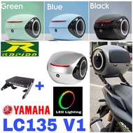 Combo Set Monorack Rapido YAMAHA LC135 V1 Top Box Alien ABS Tail Box Siput 35L + LED Lighting Access