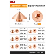 Laser Cutting Nozzle - Single and Double copper For O2 and N2 Or Air 1.0 to 6.0 (ø28xH15) (M11)