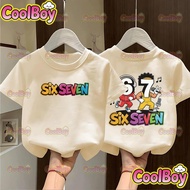 Summer Children's Clothing Boys and Girls Universal Cartoon "67" Print Short Sleeve T-shirt A380