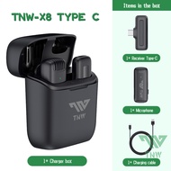 TNW X8 Wireless Microphone Lavalier  Mikrofon Clip on Mic  Lapel Mikrofon untuk HP Vlog Live streami