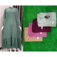Dress ready gamis kalina polos kancing full muat jumbo longdress abaya