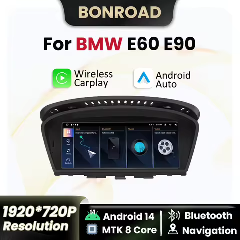 BONROAD Wireless Carplay Android auto Multimedia Player Car Radio For BMW 5 3 Series E60 E61 E62 E63