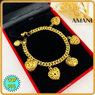 🔥Gelang Tangan Love Gantung Cop 916 Persis ori Bracelet Emas Korea & emas Bangkok Murah (Amani Jewel