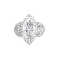 Platinum, 5.65ct Marquise Cut Diamond and Diamond Engagement Ring