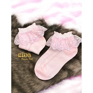Children's Socks (With A Shop On Ratchada) S329 Pink Lace Ankle 2 Layers Of Ruffles