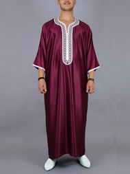2024年新款穆斯林刺繡摩洛哥阿拉伯長袍