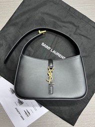 YSL Hobo Bag 金標 Logo 牛皮革 腋下包 流浪包 小號 黑色
