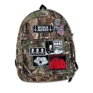 Y2k Leaf Camouflage Backpack Cross Asian Culture Rock Dark Punk Badge Backpack School Bag