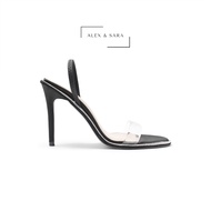 Giày sandal cao gót nữ mũi tròn quai trong cao cấp thiết kế thanh lịch gót cao 10cm | ALEX & SARA -