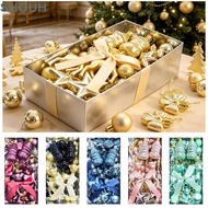 SHOUH Holiday Hanging Ornaments, Glossy  Assorted Shapes Christmas Tree Bauble Ornaments, Hanging Lo